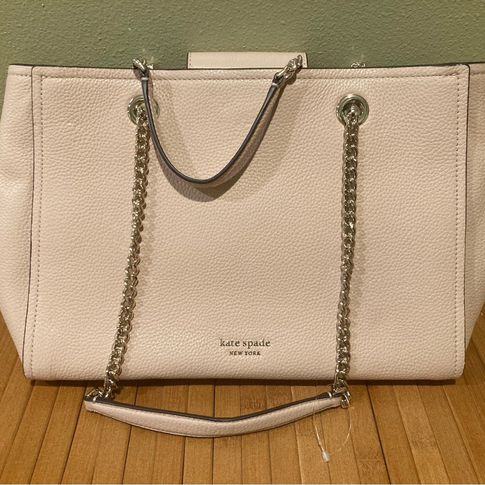 Kate Spade Light Cream/pink Tote with Chain Straps